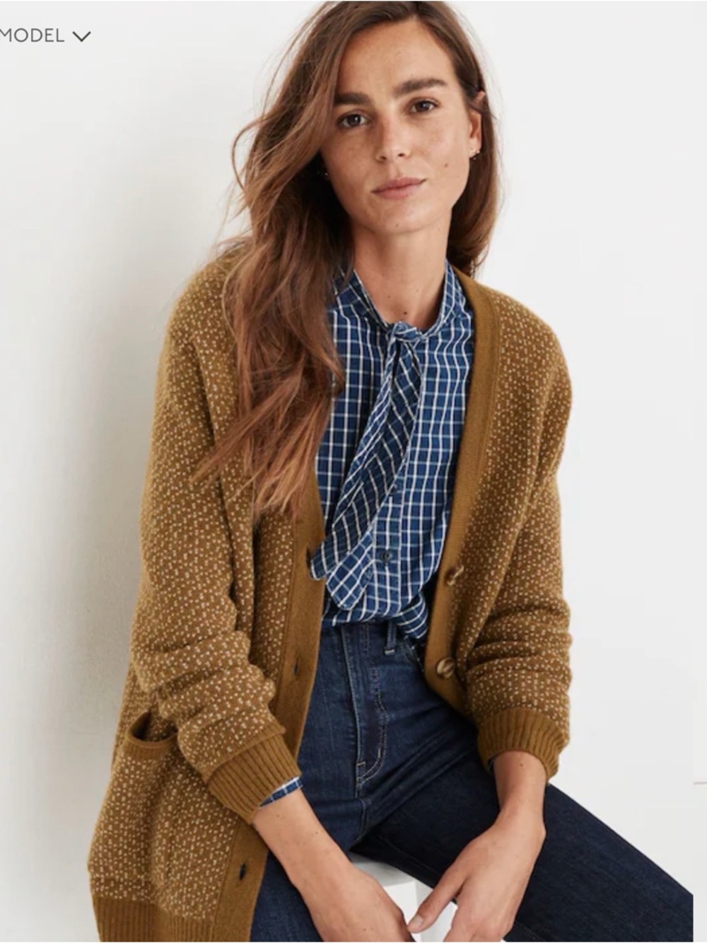 NWT Madewell Birds Eye mayfield cardigan in coziest yarn weathered olive M